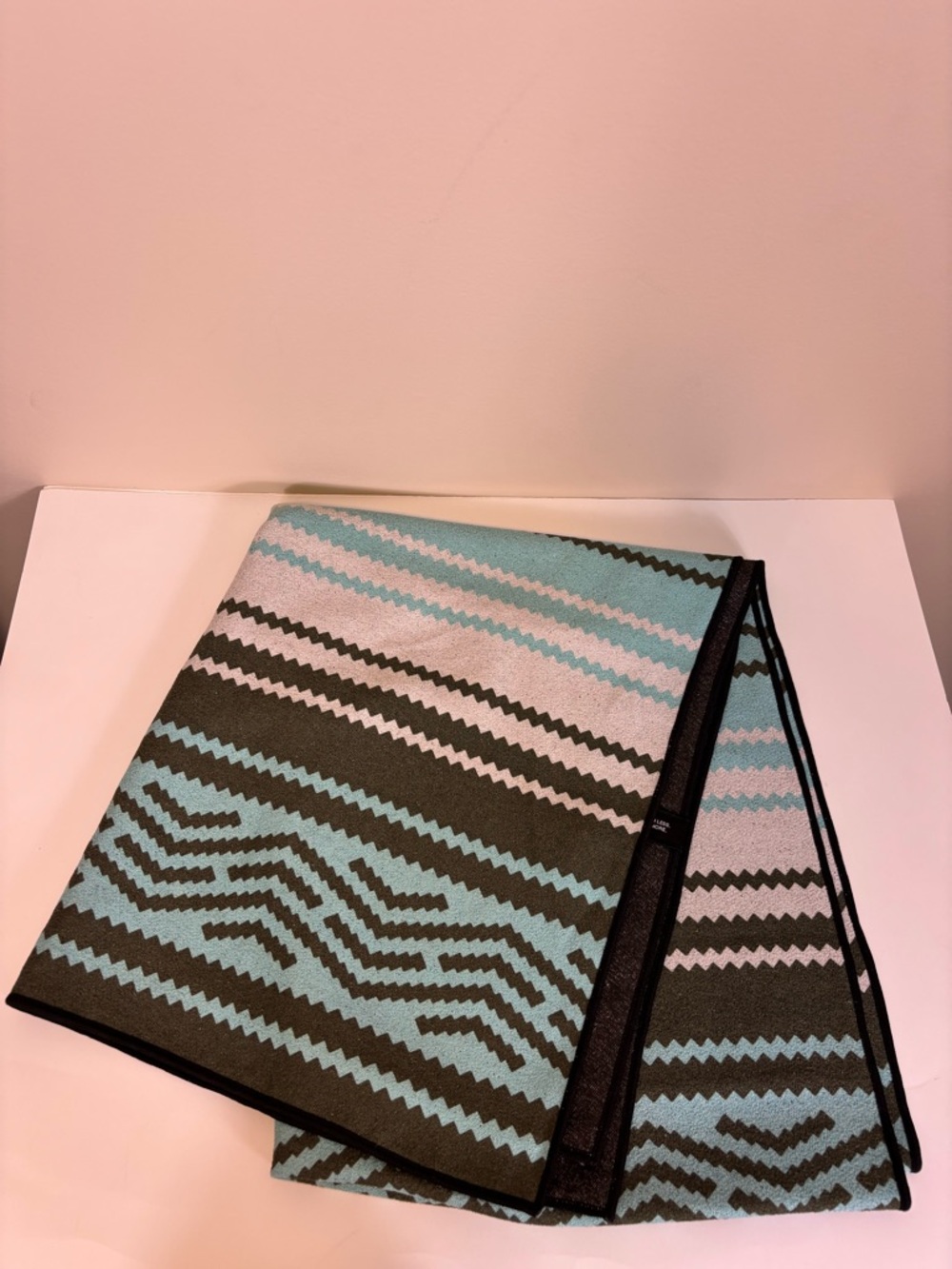 Nomad The Only Towel You Need Geometric Zigzag Aqua and Black Yoga. Towel